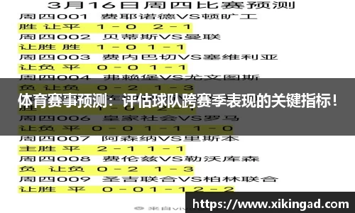 体育赛事预测：评估球队跨赛季表现的关键指标！